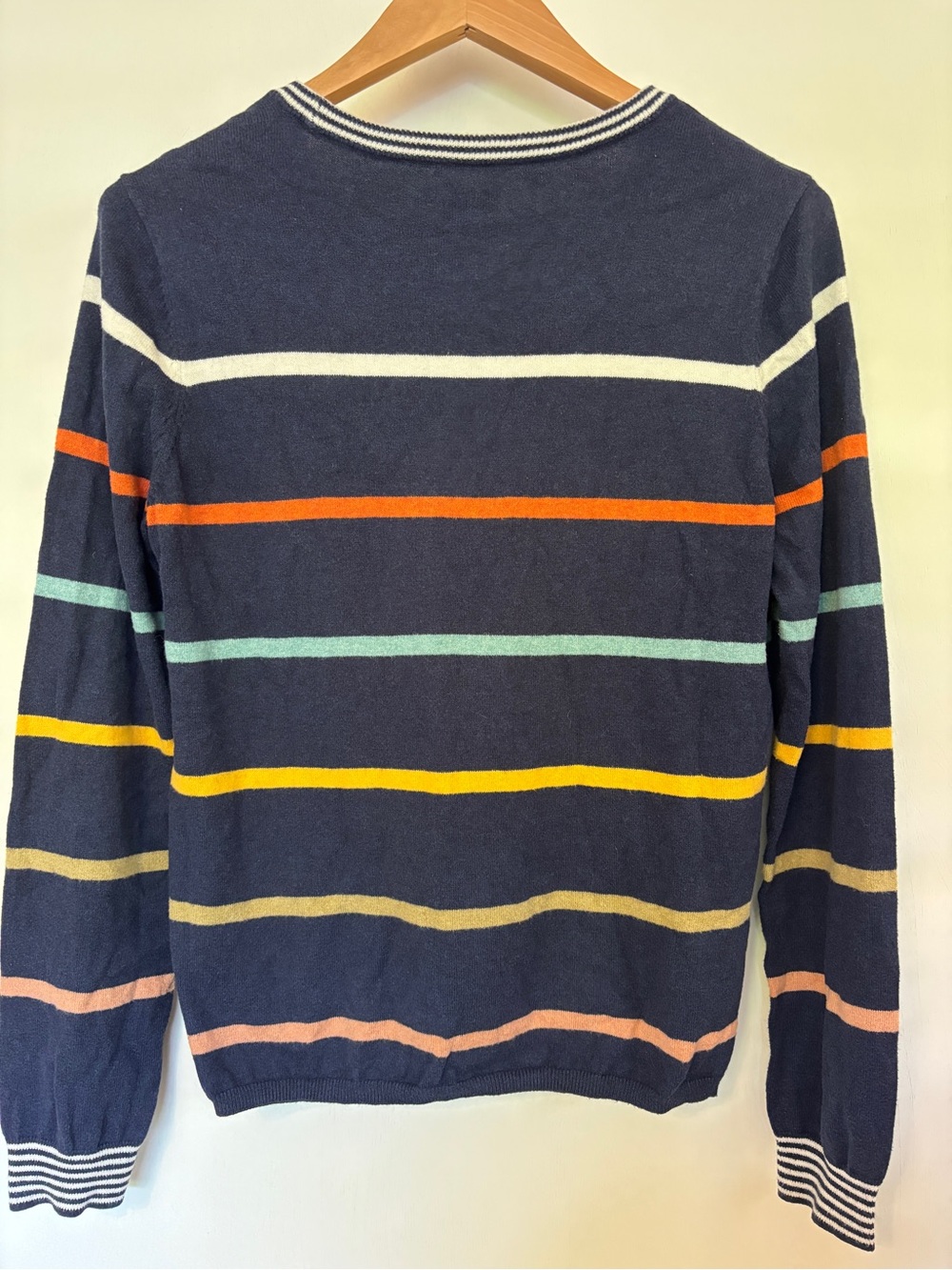 Faherty Women Surf Sweater Size Large Multicolor Stripe Cotton Cashmere Crewneck - Picture 3 of 10